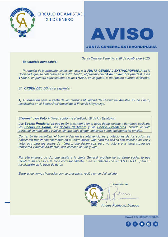 Cartel Junta General